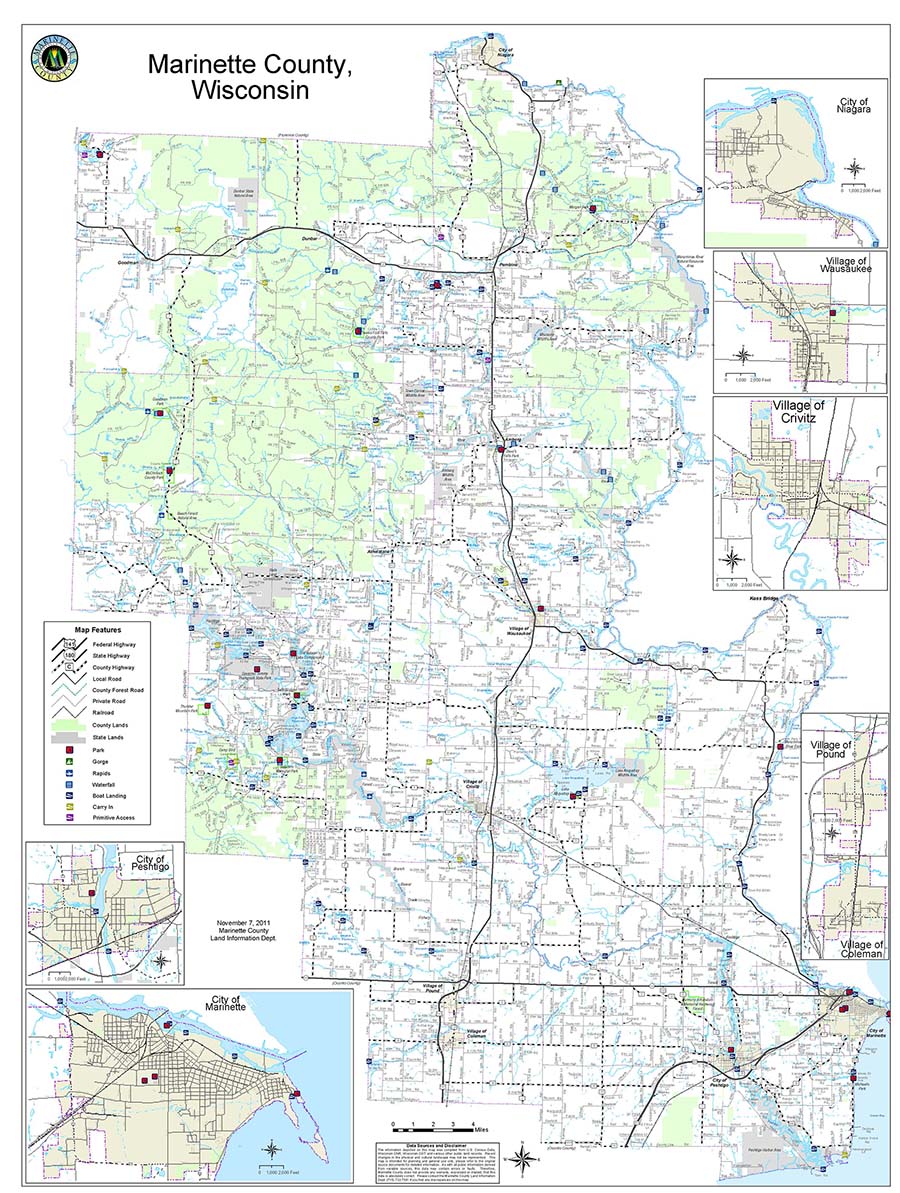 Marinette County Parks Map